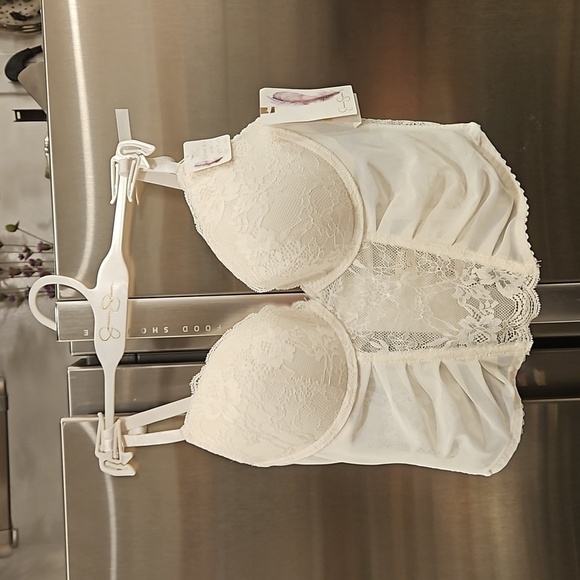 💕JESSICA SIMPSON💕 Flirty Corset Bra with Light Push Up Cups ~ White 36B NWT